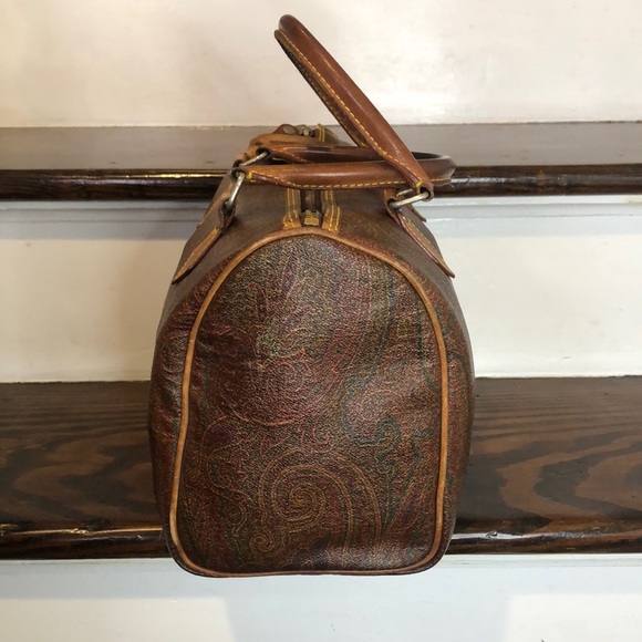 W ETRO Red Paisley Boston Travel Bag Speedy 30 Top Handle Tote Lock and Keys - Picture 10 of 17